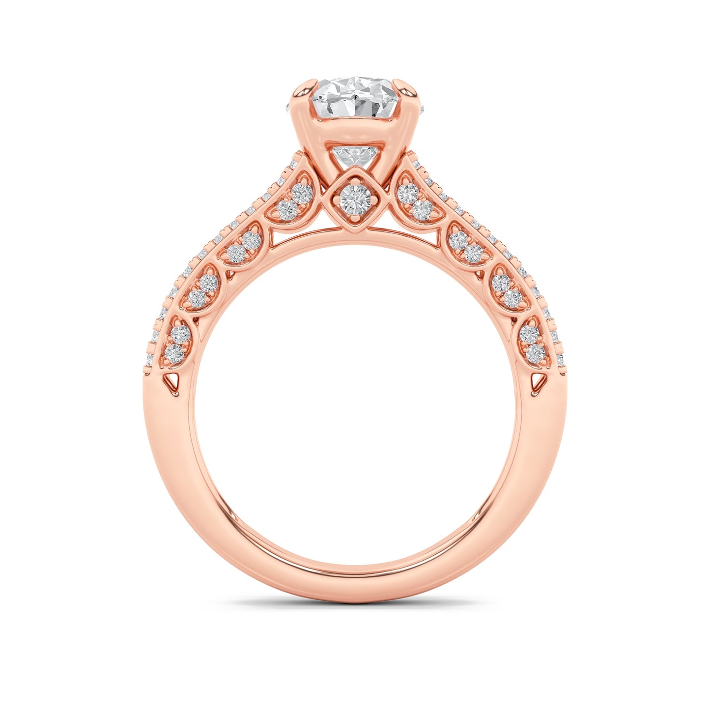 2Cttw Oval Shaped Lab Grown Diamond (F/VS) Split Shank Accented Engagement Ring in 14K Gold