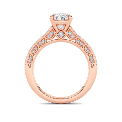 2Cttw Oval Shaped Lab Grown Diamond (F/VS) Split Shank Accented Engagement Ring in 14K Gold
