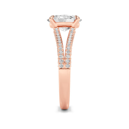 2Cttw Oval Shaped Lab Grown Diamond (F/VS) Split Shank Accented Engagement Ring in 14K Gold