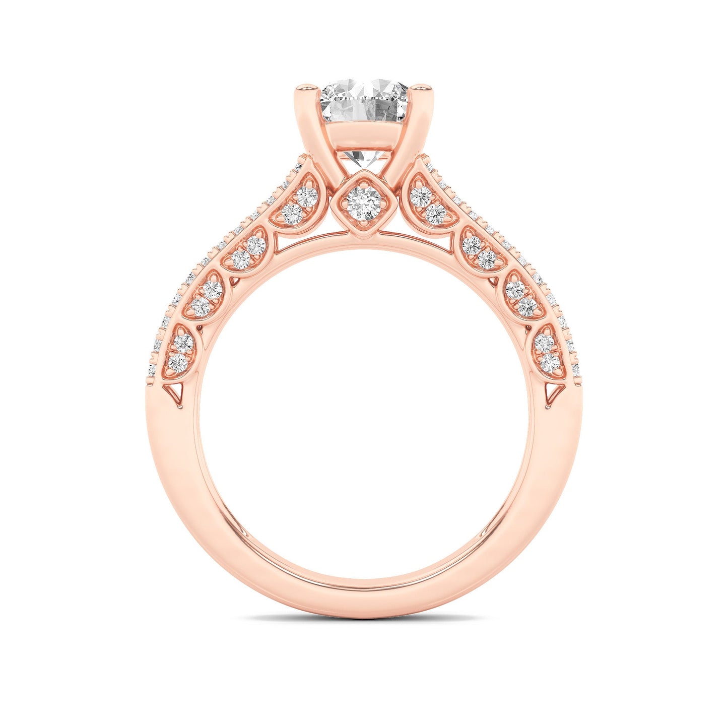2Cttw Round Shaped Lab Grown Diamond (F/VS) SplitShank Accented Engagement Ring in 14K Gold