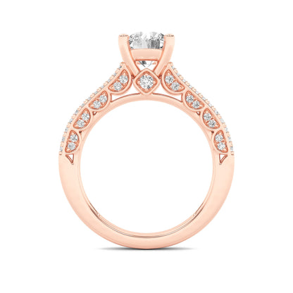 2Cttw Round Shaped Lab Grown Diamond (F/VS) SplitShank Accented Engagement Ring in 14K Gold