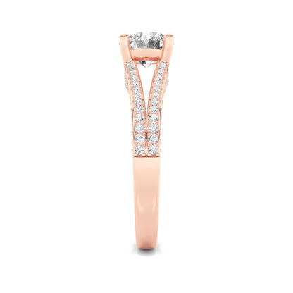 2Cttw Round Shaped Lab Grown Diamond (F/VS) SplitShank Accented Engagement Ring in 14K Gold