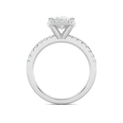 2Cttw Oval Shaped Lab Grown Diamond (F/VS) Halo Accented Engagement Ring in 14K Gold