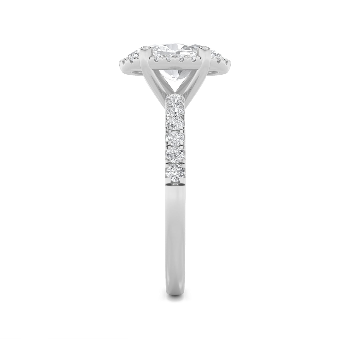 2Cttw Oval Shaped Lab Grown Diamond (F/VS) Halo Accented Engagement Ring in 14K Gold
