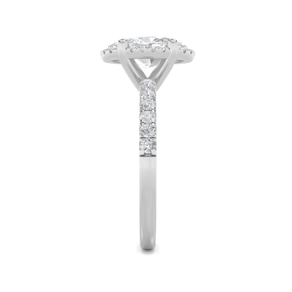 2Cttw Oval Shaped Lab Grown Diamond (F/VS) Halo Accented Engagement Ring in 14K Gold