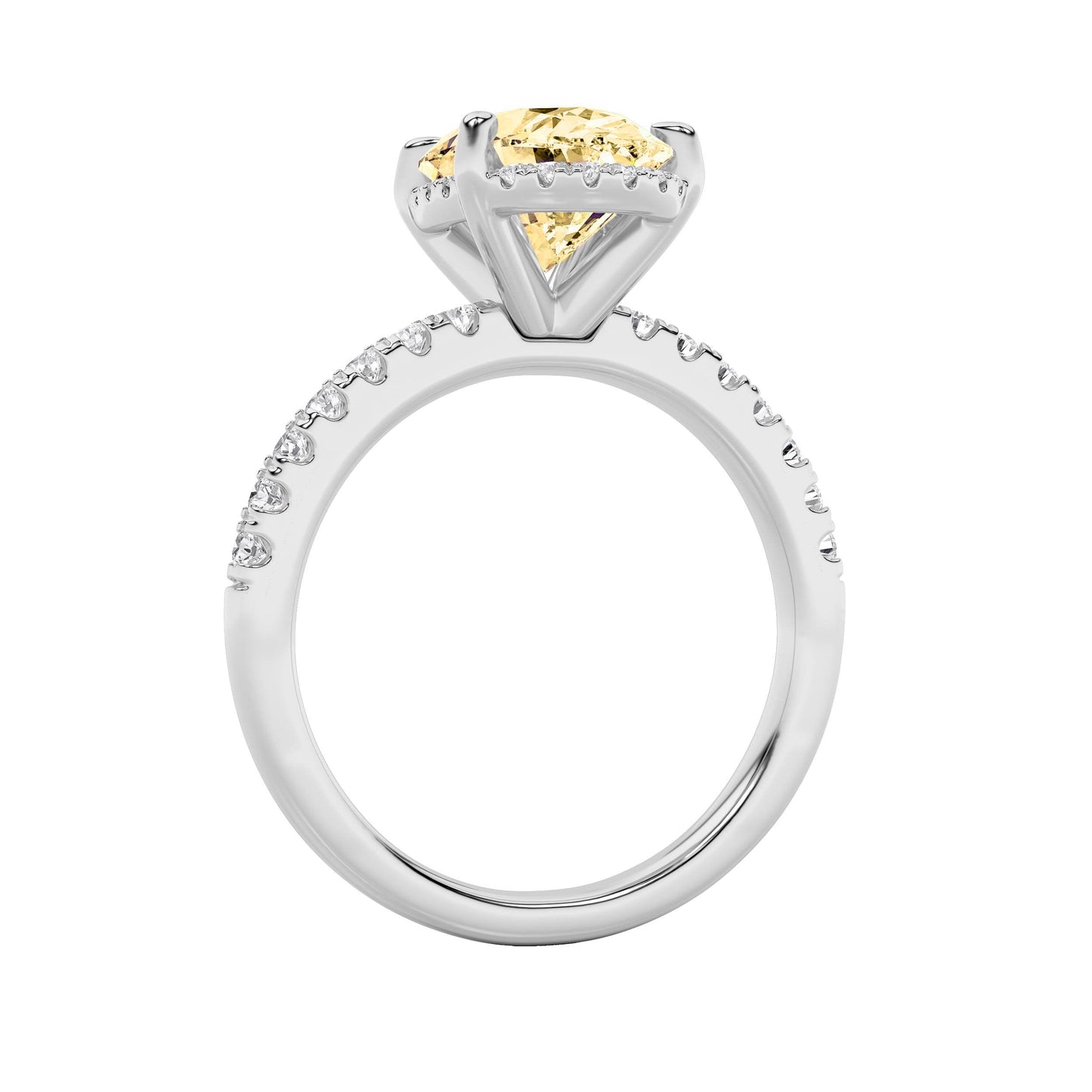 2Cttw Oval Shaped Yellow Lab Grown Diamond (F/VS) Halo Accented Engagement Ring in 14K Gold