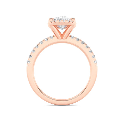 2Cttw Oval Shaped Lab Grown Diamond (G/VS) Halo Accented Engagement Ring in 14K Gold