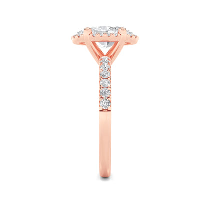 2Cttw Oval Shaped Lab Grown Diamond (G/VS) Halo Accented Engagement Ring in 14K Gold