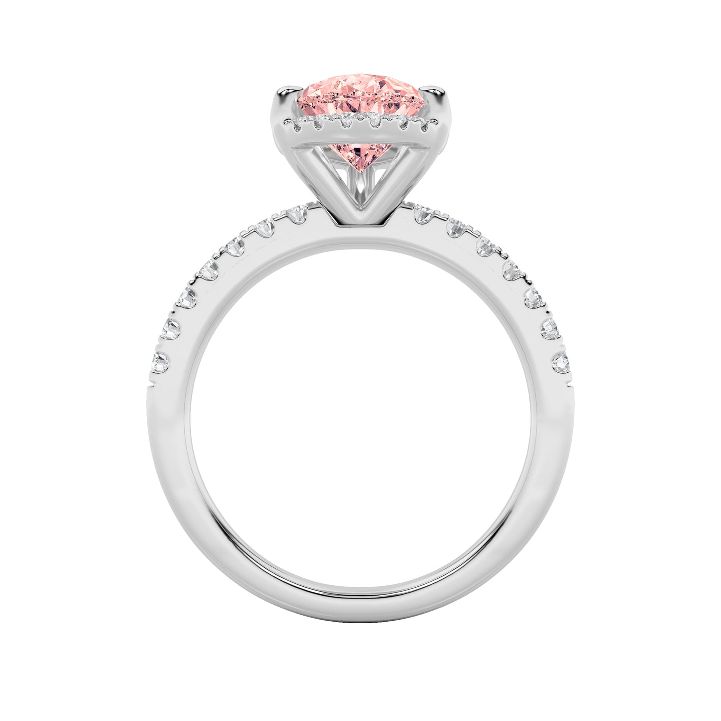 2Cttw Pear Shaped Lab Grown Diamond (F/VS) Halo Accented Engagement Ring in 14K Gold