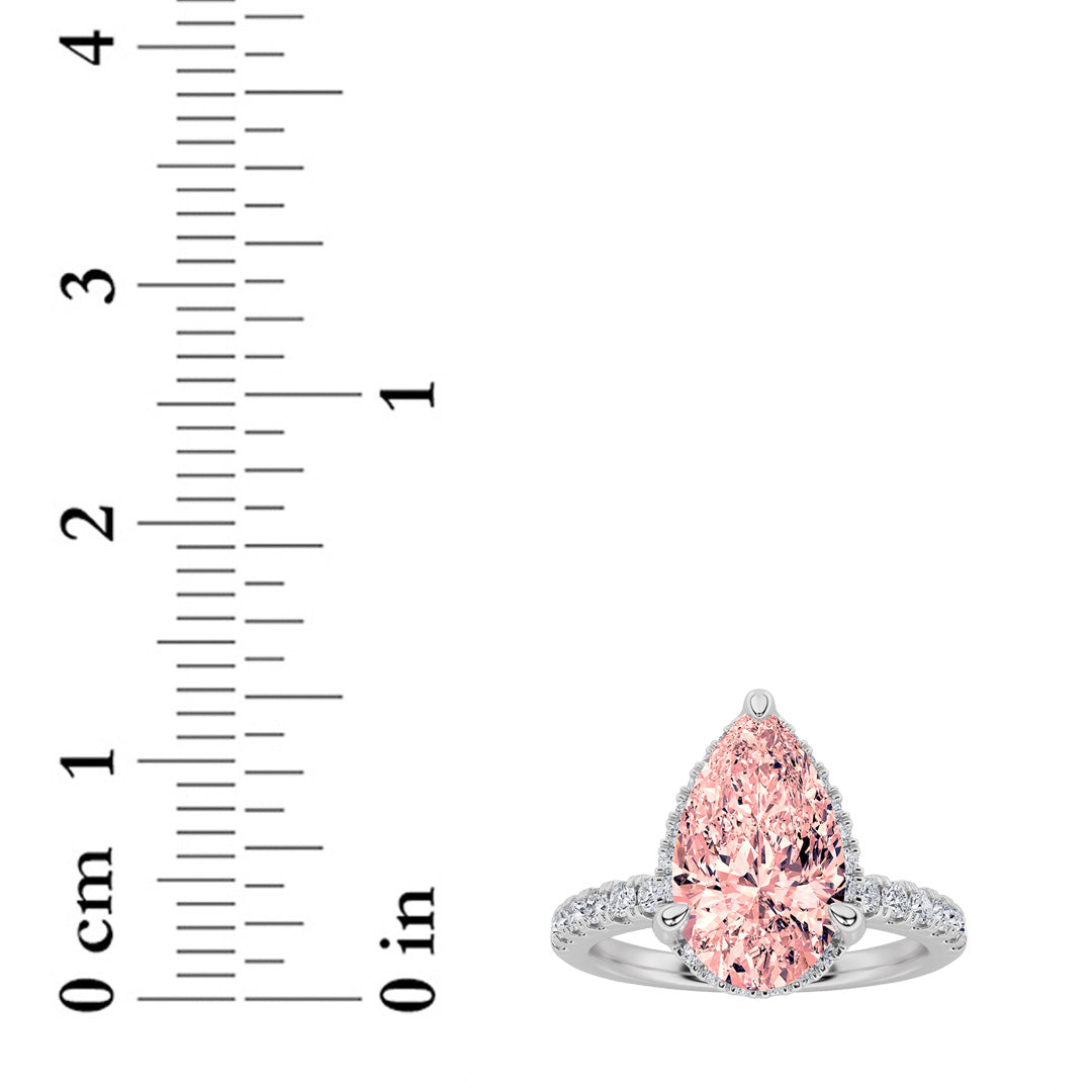 2Cttw Pear Shaped Lab Grown Diamond (F/VS) Halo Accented Engagement Ring in 14K Gold