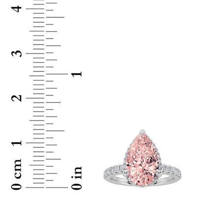 2Cttw Pear Shaped Lab Grown Diamond (F/VS) Halo Accented Engagement Ring in 14K Gold