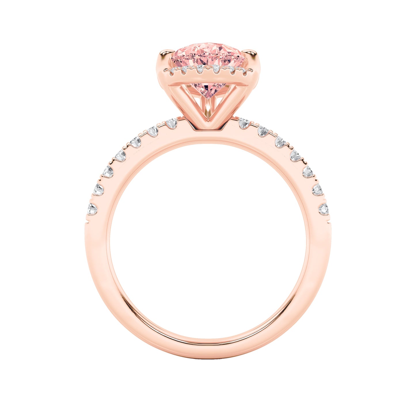 2Cttw Pear Shaped Lab Grown Diamond (F/VS) Halo Accented Engagement Ring in 14K Gold
