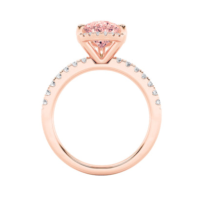 2Cttw Pear Shaped Lab Grown Diamond (F/VS) Halo Accented Engagement Ring in 14K Gold