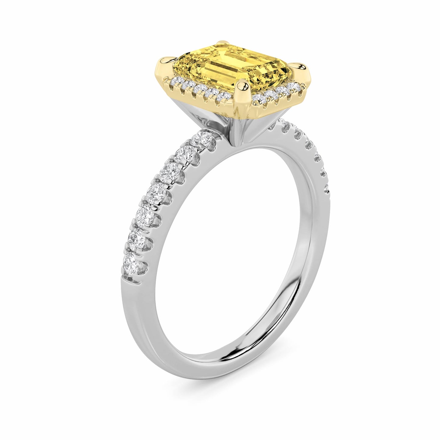 2Cttw Radiant Shaped Yellow Lab Grown Diamond (F/VS) Halo Accented Engagement Ring 14K Gold