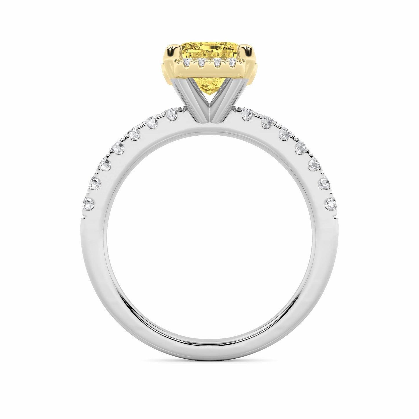 2Cttw Radiant Shaped Yellow Lab Grown Diamond (F/VS) Halo Accented Engagement Ring 14K Gold