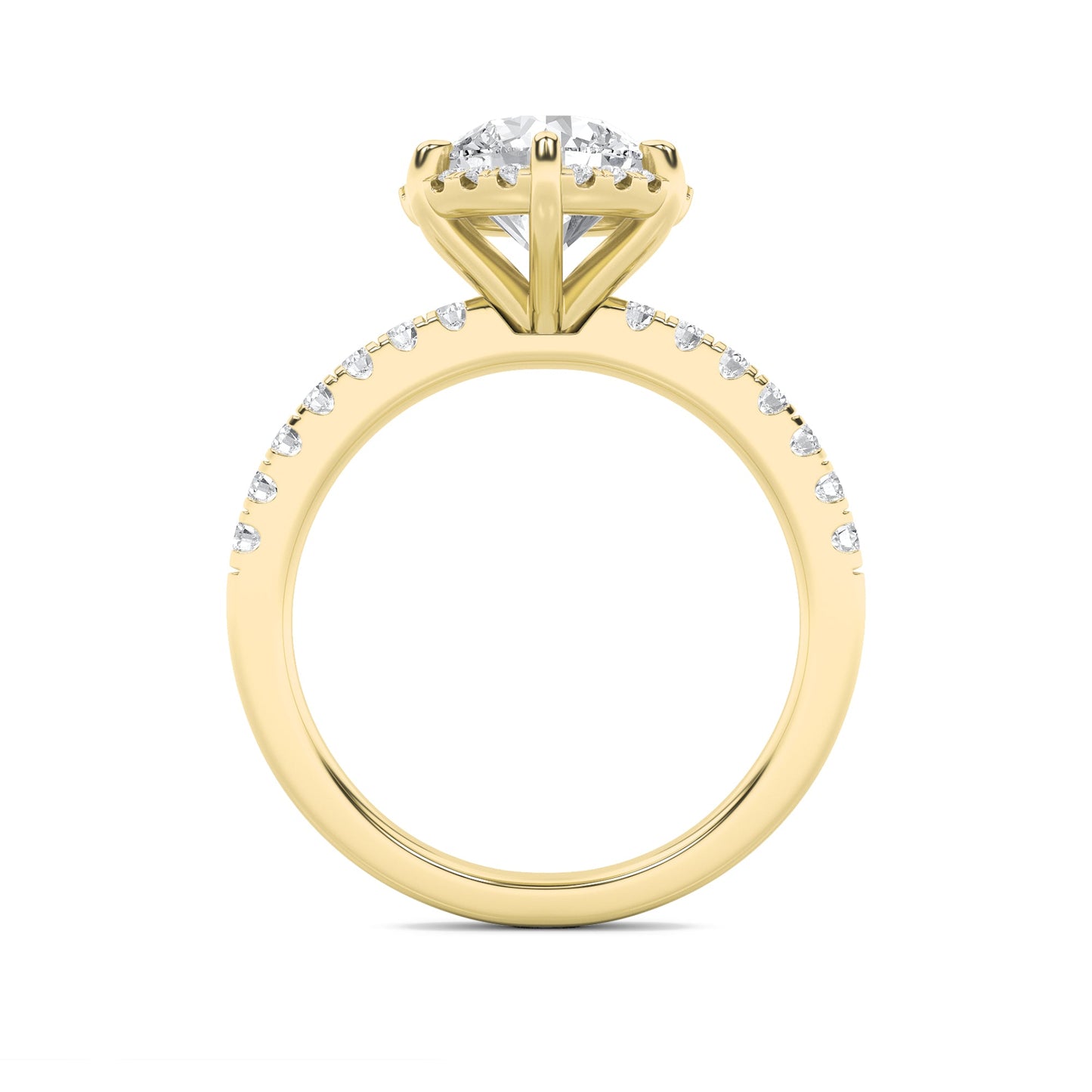 2Cttw Round Shaped Lab Grown Diamond (F/VS) Halo Accented Engagement Ring in 14K Gold