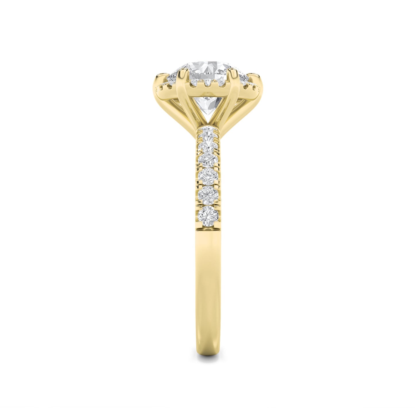 2Cttw Round Shaped Lab Grown Diamond (F/VS) Halo Accented Engagement Ring in 14K Gold