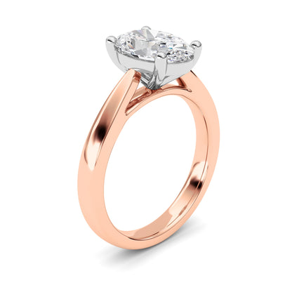 2Cttw Oval Shaped Lab Grown Diamond (F/VS) ClassicShank Solitaire Two Tone Engagement Ring in 14K Gold