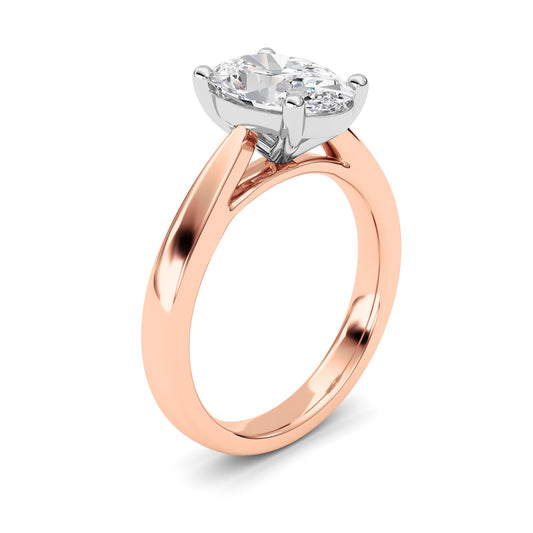 2Cttw Oval Shaped Lab Grown Diamond (F/VS) ClassicShank Solitaire Two Tone Engagement Ring in 14K Gold