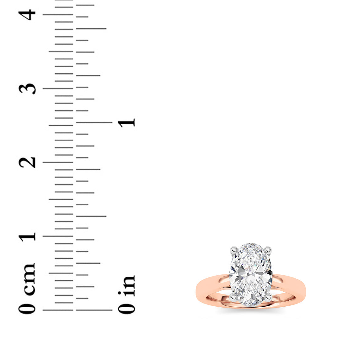 2Cttw Oval Shaped Lab Grown Diamond (F/VS) ClassicShank Solitaire Two Tone Engagement Ring in 14K Gold
