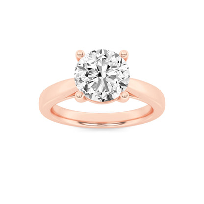 2Cttw Round Shaped Lab Grown Diamond (G/VS) Classic Shank Solitaire Engagement Ring in 14K Gold