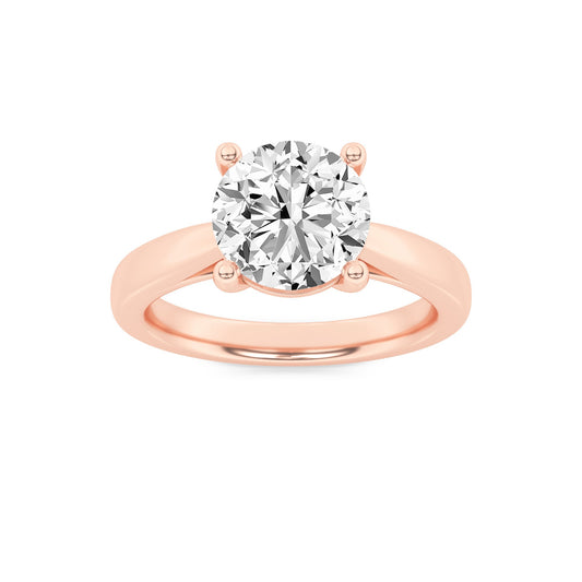 2Cttw Round Shaped Lab Grown Diamond (G/VS) Classic Shank Solitaire Engagement Ring in 14K Gold