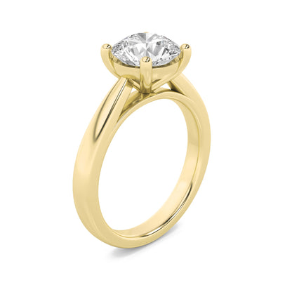 3Cttw Round Shaped Lab Grown Diamond (F/VS) Classic Shank Solitaire Engagement Ring in 14K Gold