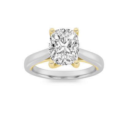 1Cttw Elongated Cushion Shaped Lab Grown Diamond Two Tone Cathedral Shank Engagement Ring in 14K Gold