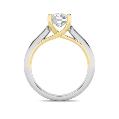 2Cttw Elongated Cushion Shaped Lab Grown Diamond (F/VS) Two Tone Cathedral Shank Engagement Ring in14K Gold