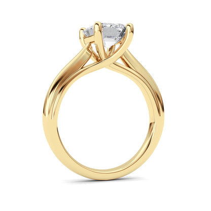 2Cttw Emerald Shaped Lab Grown Diamond (F/VS) Cathedral Shank Engagement Ring in 14K Yellow Gold