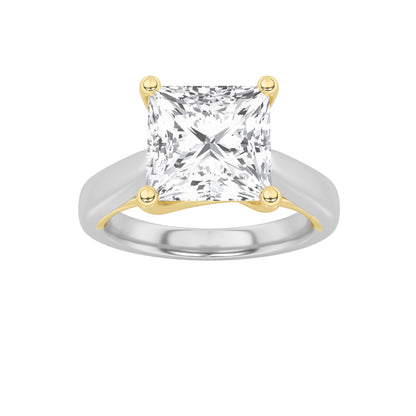 1Cttw Princess Shaped Lab Grown Diamond (F/VS) Two-Tone Cathedral Shank Engagement Ring in 14K Gold