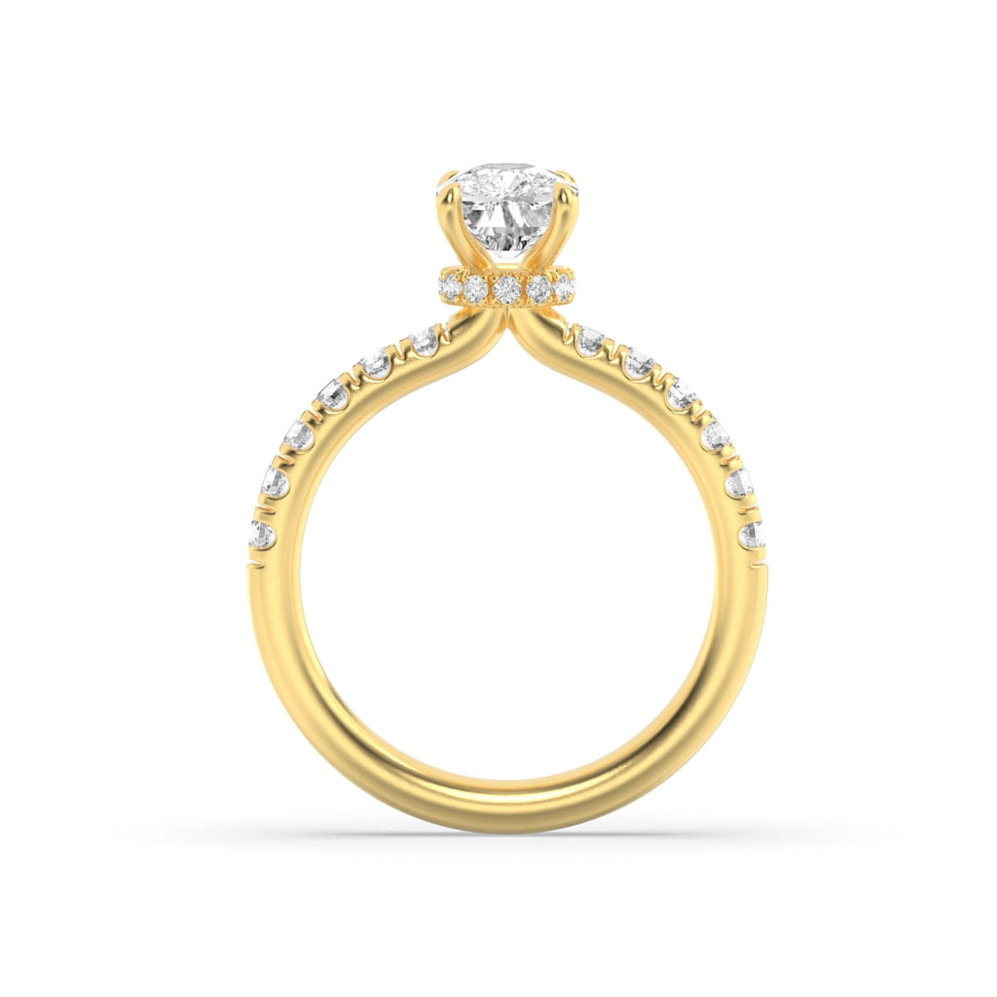 2Cttw Elongated Cushion Shaped Lab Grown Diamond (G/VS) Hidden Halo Accented Ring in 14K Gold