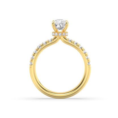 2Cttw Elongated Cushion Shaped Lab Grown Diamond (G/VS) Hidden Halo Accented Ring in 14K Gold