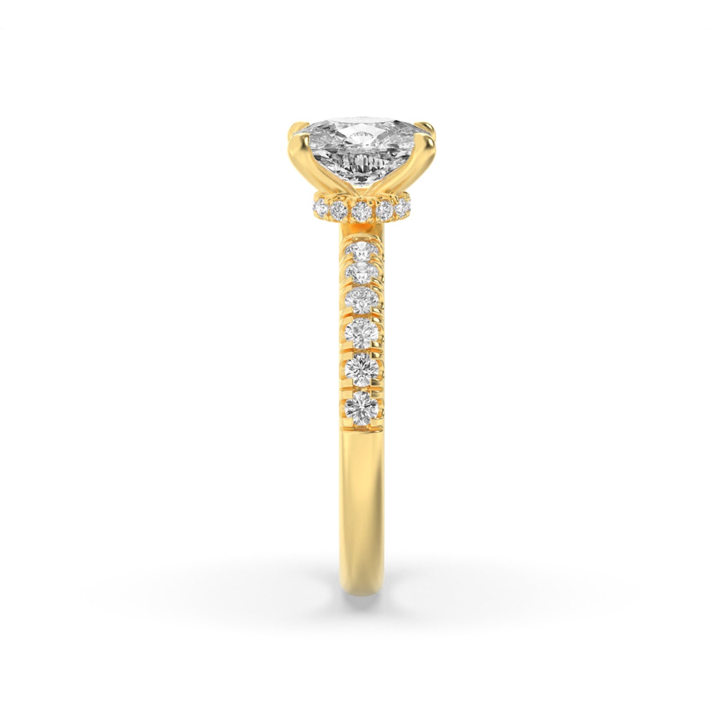 2Cttw Elongated Cushion Shaped Lab Grown Diamond (G/VS) Hidden Halo Accented Ring in 14K Gold