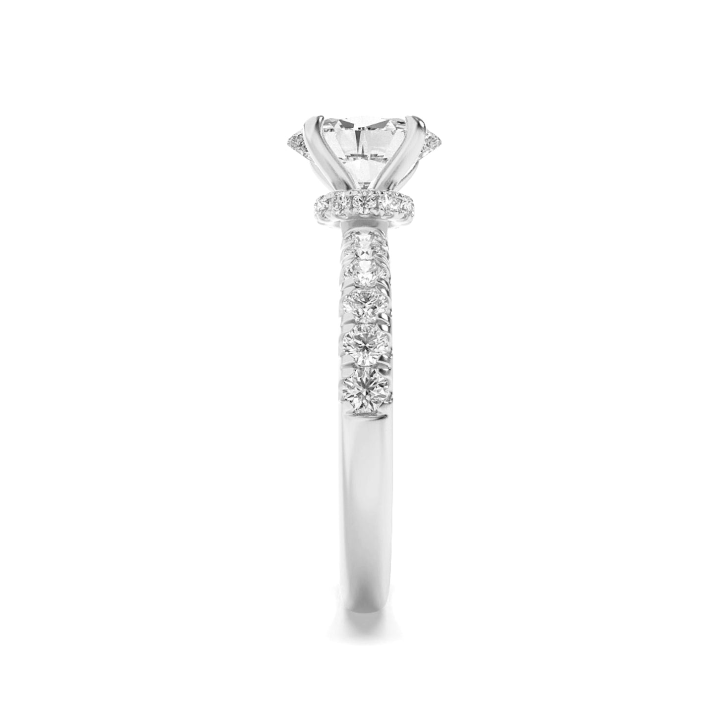 2Cttw Oval Shaped Lab Grown Diamond (F/VS) Hidden Halo Accented Ring in 14K Gold