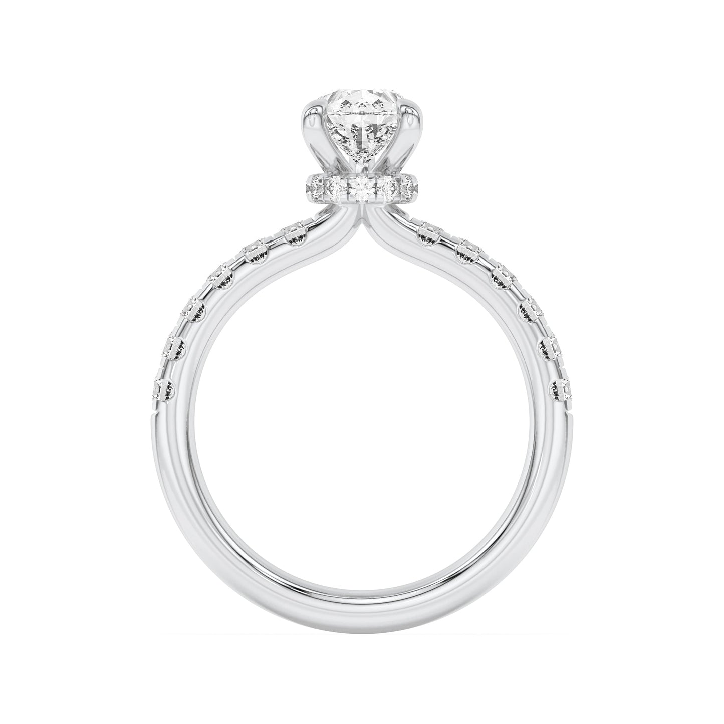 2Cttw Pear Shaped Lab Grown Diamond (F/VS) Hidden Halo Accented Ring in 14K Gold