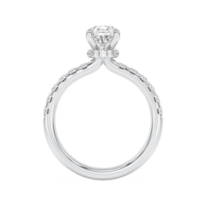 2Cttw Pear Shaped Lab Grown Diamond (F/VS) Hidden Halo Accented Ring in 14K Gold