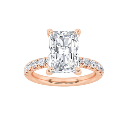 2Cttw Radiant Shaped Lab Grown Diamond (F/VS) Hidden Halo Accented Ring in 14K Gold