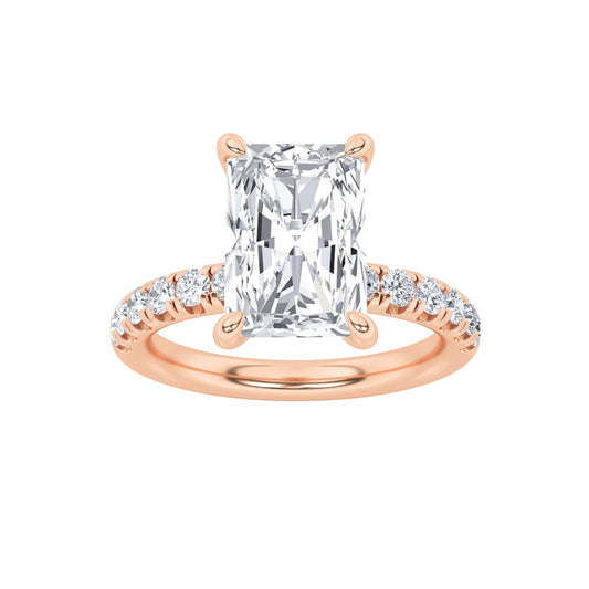 2Cttw Radiant Shaped Lab Grown Diamond (F/VS) Hidden Halo Accented Ring in 14K Gold