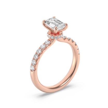 2Cttw Radiant Shaped Lab Grown Diamond (F/VS) Hidden Halo Accented Ring in 14K Gold