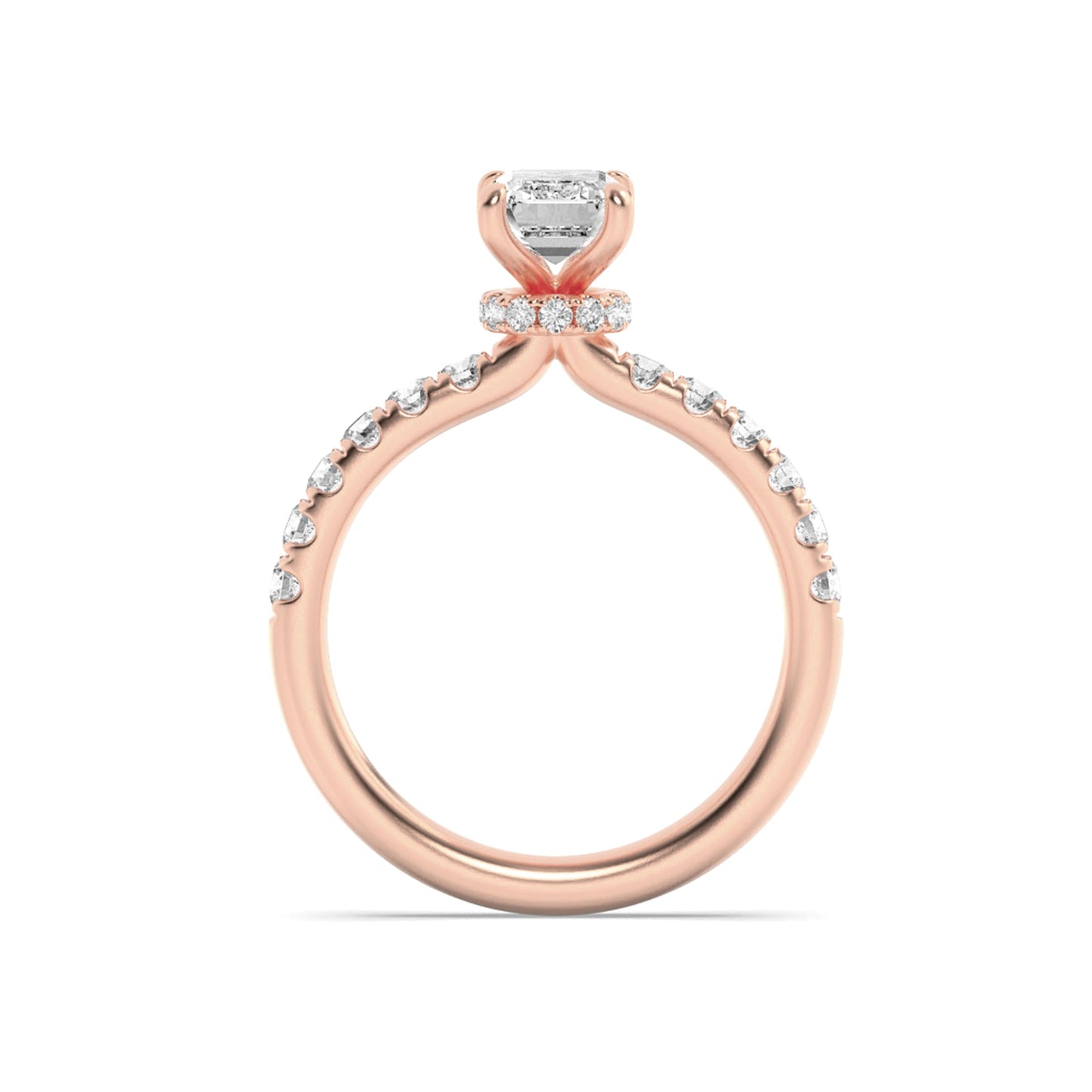 2Cttw Radiant Shaped Lab Grown Diamond (F/VS) Hidden Halo Accented Ring in 14K Gold