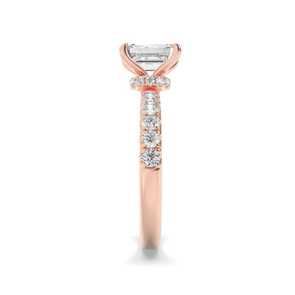 2Cttw Radiant Shaped Lab Grown Diamond (F/VS) Hidden Halo Accented Ring in 14K Gold