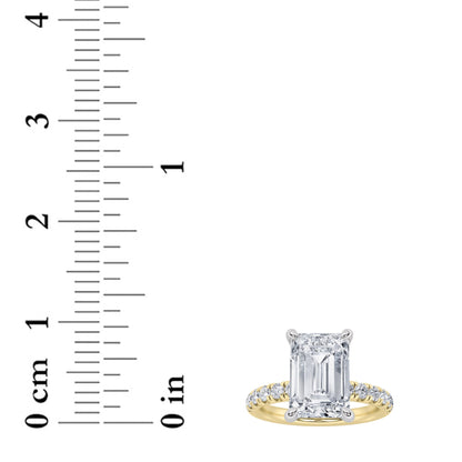 2Cttw Radiant Shaped Lab Grown Diamond (F/VVS) Hidden Halo Accented Ring in 14K Gold