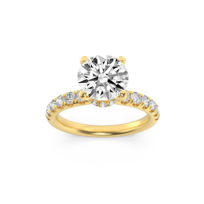 2.5Cttw Round Shaped Lab Grown Diamond (F/VS) Hidden Halo Accented Ring in 14K Gold