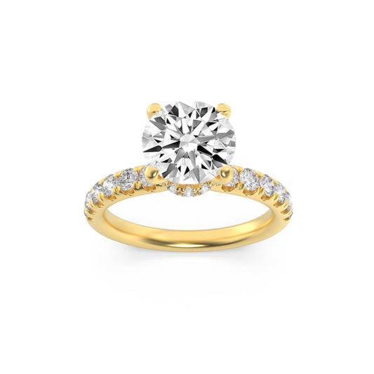 2.5Cttw Round Shaped Lab Grown Diamond (F/VS) Hidden Halo Accented Ring in 14K Gold