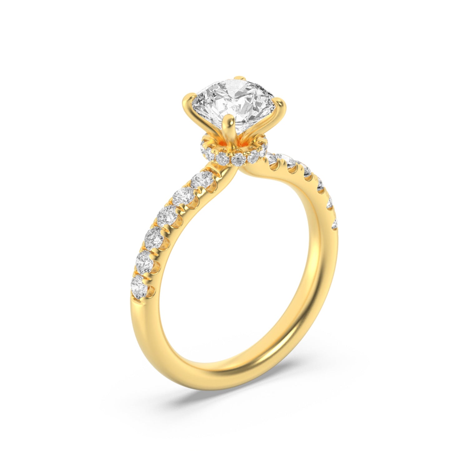 2.5Cttw Round Shaped Lab Grown Diamond (F/VS) Hidden Halo Accented Ring in 14K Gold