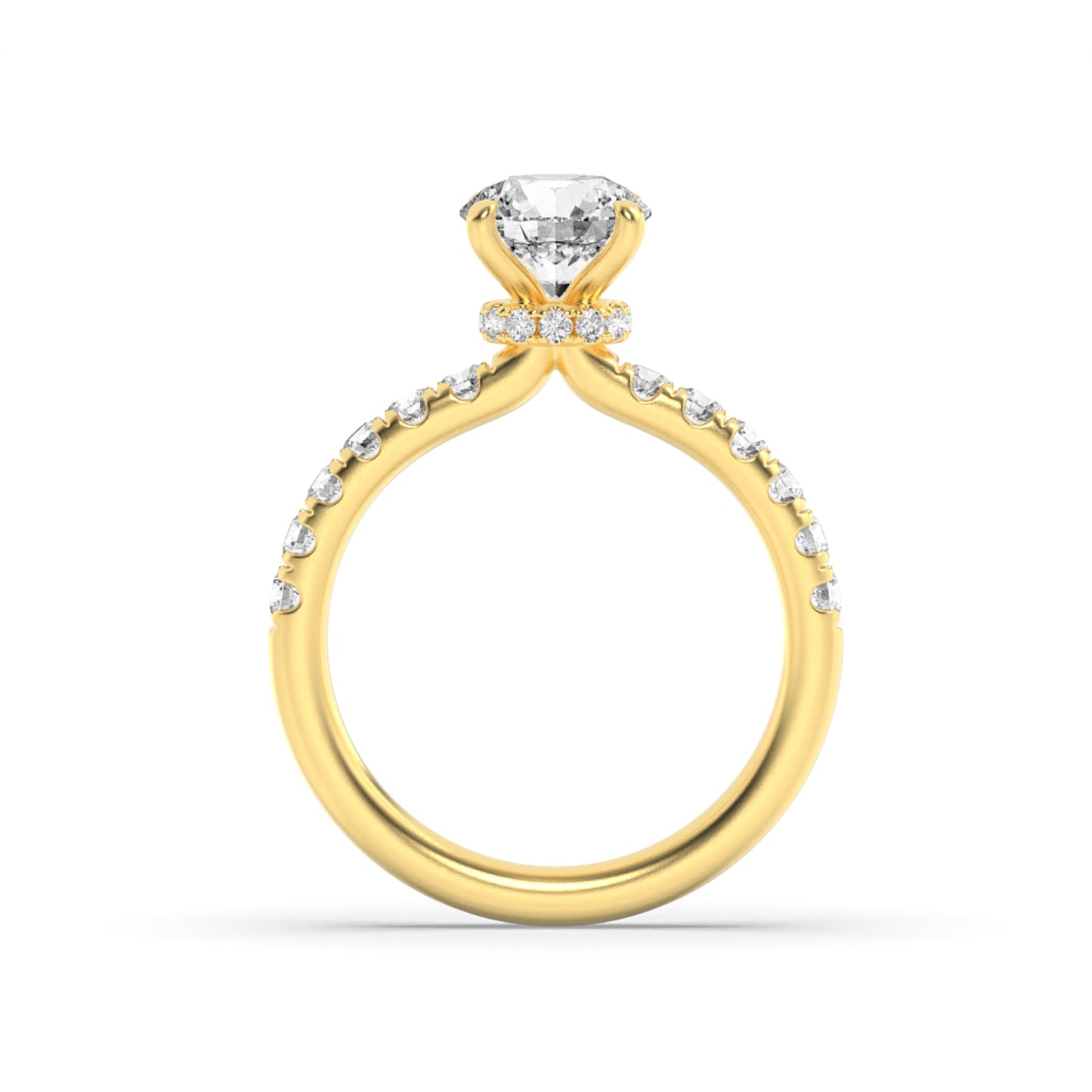 2.5Cttw Round Shaped Lab Grown Diamond (F/VS) Hidden Halo Accented Ring in 14K Gold