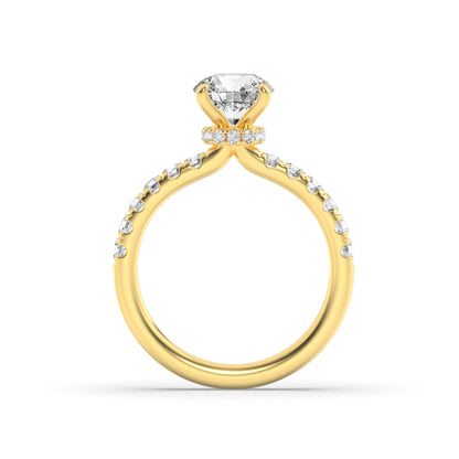 2.5Cttw Round Shaped Lab Grown Diamond (F/VS) Hidden Halo Accented Ring in 14K Gold