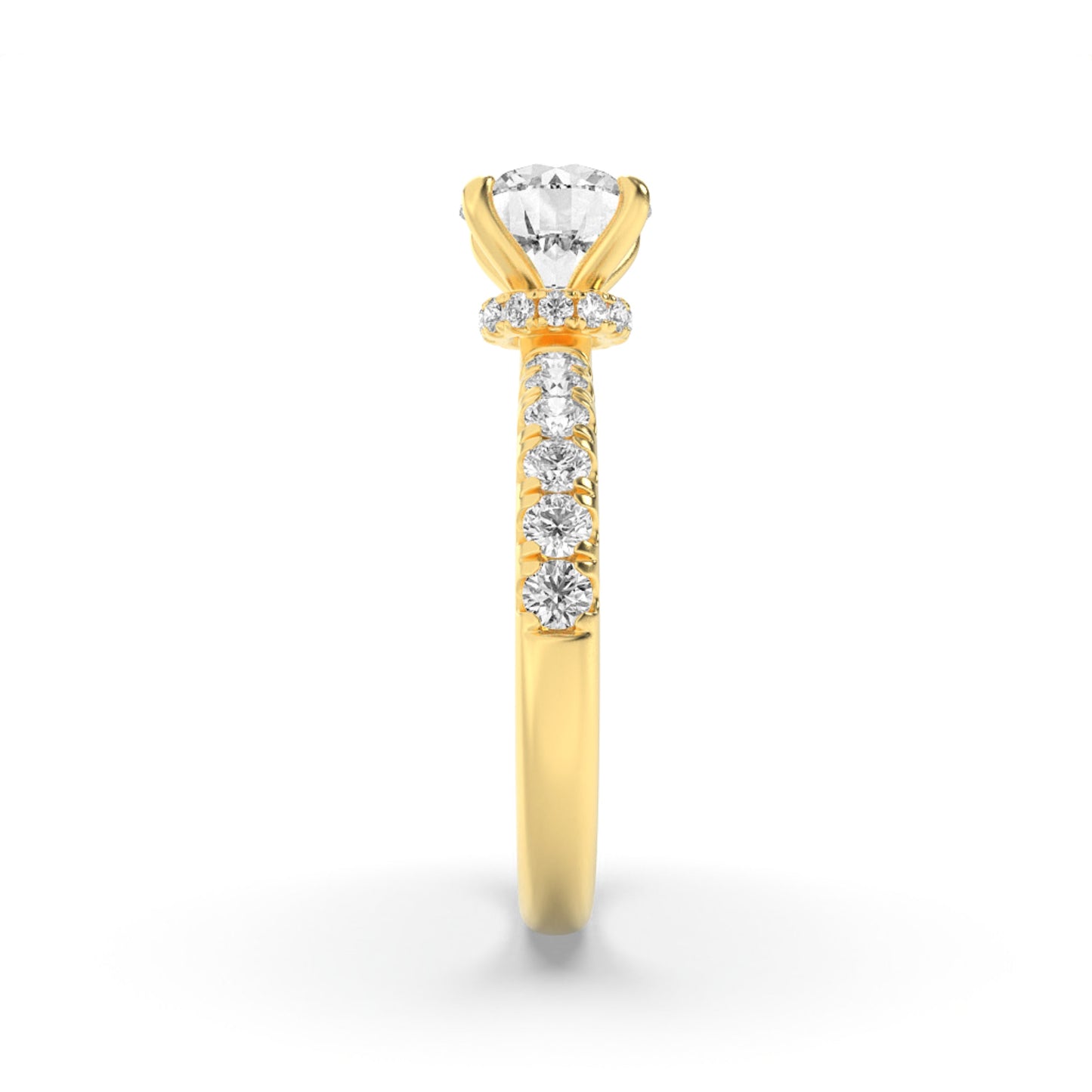 2.5Cttw Round Shaped Lab Grown Diamond (F/VS) Hidden Halo Accented Ring in 14K Gold