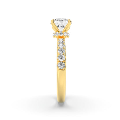 2.5Cttw Round Shaped Lab Grown Diamond (F/VS) Hidden Halo Accented Ring in 14K Gold